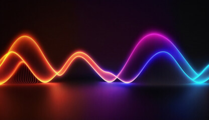 neon light with abstract colorful gradient wave background