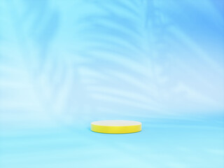 Aufkleber - Summer podium backdrop for product display with tropical palm leaf shadow. 3d rendering.