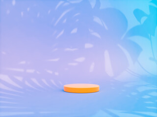 Aufkleber - Summer podium backdrop for product display with tropical palm leaf shadow. 3d rendering.