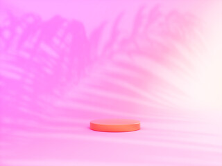Aufkleber - Summer podium backdrop for product display with tropical palm leaf shadow. 3d rendering.