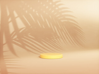 Aufkleber - Summer podium backdrop for product display with tropical palm leaf shadow. 3d rendering.