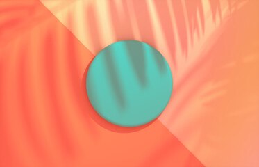 Aufkleber - Summer podium backdrop for product display with tropical palm leaf shadow. 3d rendering. top view.