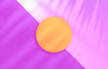 Aufkleber - Summer podium backdrop for product display with tropical palm leaf shadow. 3d rendering. top view.