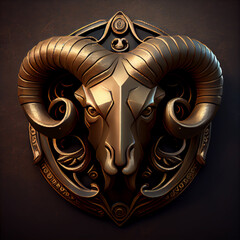 Animal game emblem, game badges gold, bronze color.  Made with Generativa AI badge - ram