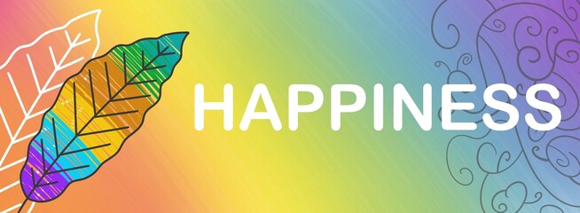 Sticker - Happiness Colorful Leaf Muted Gradient Text Horizontal