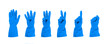 © ange1011 - Blue Gloves Set Isolated, Gloved Hands, Protective Rubber Glove Collection on White