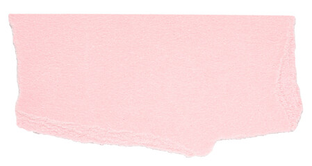 Poster - Isolated cut out torn piece of blank pink paper cardboard with texture and copy space for text, top view from above on white or transparent background
