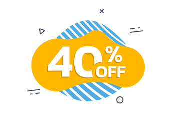 Canvas Print - sale badge, sticker or label. 40 percent price off liquid shape design. discount, promotion abstract