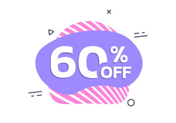 Canvas Print - sale badge, sticker or label. 60 percent price off liquid shape design. discount, promotion abstract