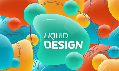 Wall Mural - abstract 3d background. liquid shape, ball, sphere or bubble modern poster or banner design. trendy 