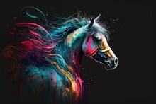 Abstract Colorfull Horse Background. Ai Generative