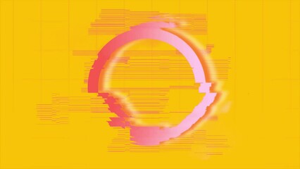 Neon Colorful Circle Distortion Animation with Glitch Effect. Futuristic Modern Background. 4K	
