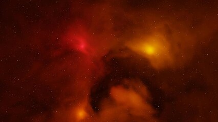 Wall Mural - colorful space background with red-orange nebula and stars.