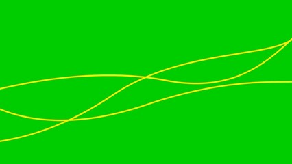 Wall Mural - Animated stripes. Three yellow bars. Decorative lines. Waves gradually changes shape. Looped video. Flat vector illustration isolated on a green background.