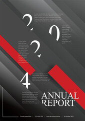 Wall Mural - Annual report cover template with dark stripes and year numbers