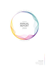 Wall Mural - Annual white paper minimalistic report cover template with colorful circle