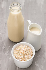 Sticker - Oat milk. Healthy vegan non-dairy organic drink with flakes