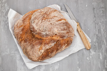 Poster - Fresh bread with cereals on ceramic background