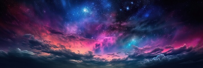 Wall Mural - enchanted midnight mystique a cosmic symphony of radiant hues, generative ai