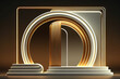 © ADDICTIVE STOCK - Generative AI illustration of golden arched architectural design illuminated in contemporary modern studio