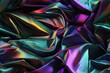 © ADDICTIVE STOCK - Generative AI image of abstract iridescent shiny fabric with neon texture and wrinkled material placed in light on hard surface