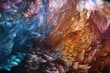 © ADDICTIVE STOCK - Generative AI image of formation of vibrant multi colored crystals of rock with beautiful texture and inspiring fantasy on abstract background