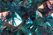Generative AI Image Of Beautiful Modern Diamond Faceted Crystal Glass Surface Texture Reflecting Brilliant Blue And Purple Colors