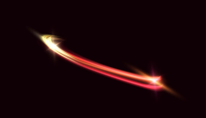 Aufkleber - A bright plume of luminous rays swirling in a fast spiraling motion. Light red swirl. Light effect curve red gold line. Vector