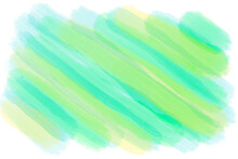 Brush Strokes Illustration On Transparent Background. Diagonal Brush Strokes In Blue, Green And Yellow. PNG Element.
