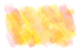 Watercolor on transparent background. Red and Yellow spots of brush strokes digital illustration. PNG element.