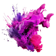 Poster - Splash of pink and purple paint isolated background transparent png. Generative ai