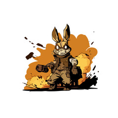 Wall Mural - Hand drawn art STEAM PUNK BUNNY T SHIRT DESIGN VECTOR