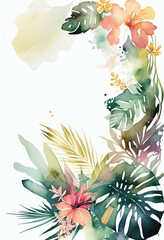 Wall Mural - Vertical Floral Frame, Watercolor Flowers, Illustration, Generative AI