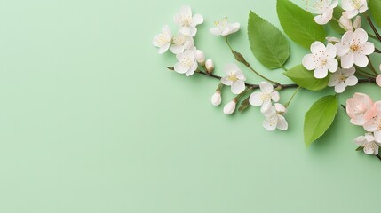 Wall Mural - Copyspace background with spring decor. Wallpaper template created using generative AI Tools.