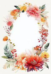 Wall Mural - Vertical Floral Frame, Watercolor Flowers, Illustration, Generative AI