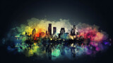 Fototapeta Na sufit - abstract city skyline wallpaper - Generative AI