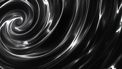 Poster - Metallic silk water spiral. Concentric optical Illusion. Abstract point digital wave of particles. The whirlpool. Liquid vortex. Seamless loop. Motion background animation. 4K
