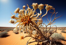 Devil’s Claw, Grapple Plant Or Wood Spider, (Harpagophytum Procumbens) Medicinal Plant And Flower, A Herbal Remedy For The Treatment Of Rheumatic Conditions. Kalahari Desert. Botswana. Generative AI