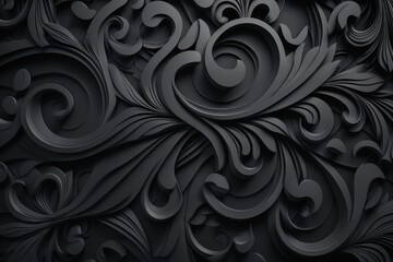 Poster - Abstract black background with swirls. Generative AI
