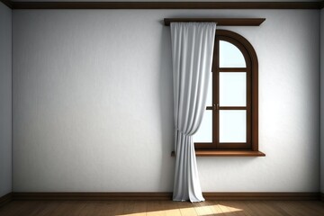 Poster - Empty room with window and curtains, Generative AI