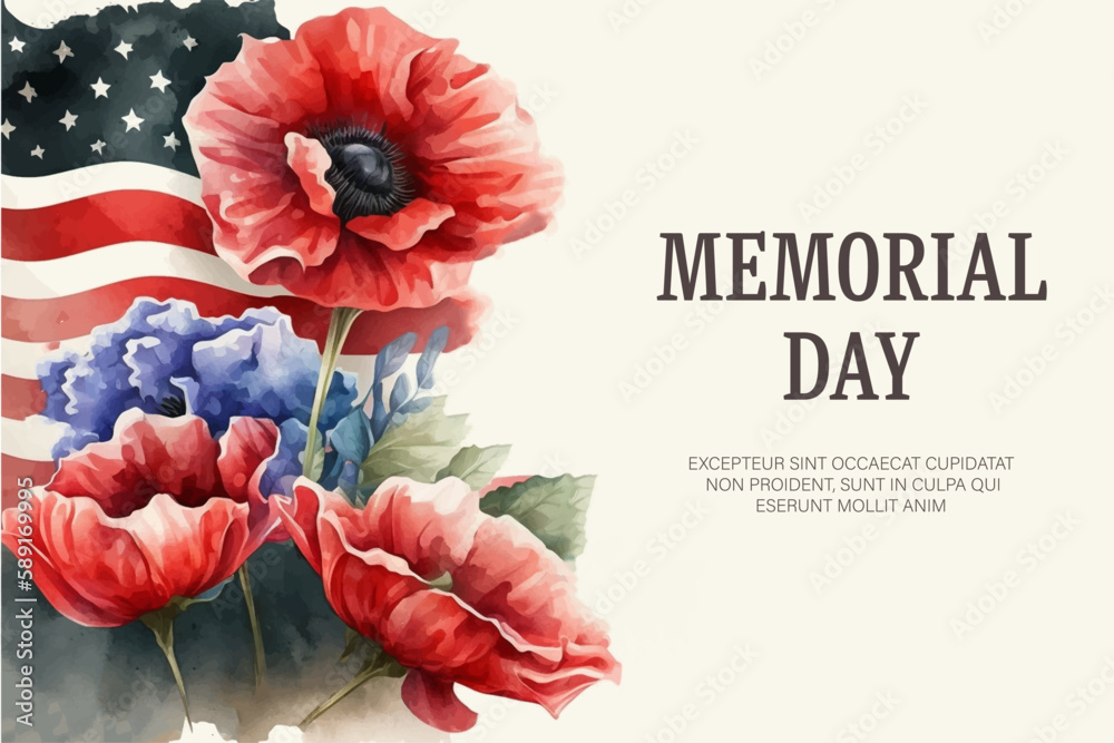 Memorial day banner decoration with poppies Stock Vector | Adobe Stock