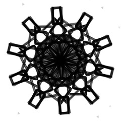 Sticker - Modern geometric floral shapes circular pattern design element in black color on transparent background 