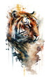 Illustration tiger in watercolor. Animal on a white background, generative AI