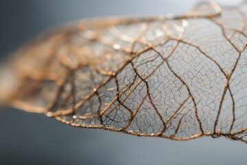 close - up of dry leaf on metal wire, generative ai