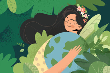 Wall Mural - International Mother Earth Day. Ecology, environmental problems and environmental protection. Vector illustration for graphic and web design, business presentation, marketing and print material.