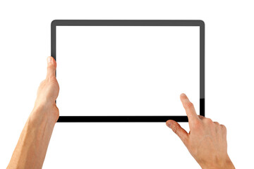 a tablet ipad in a hand on the png backgrounds