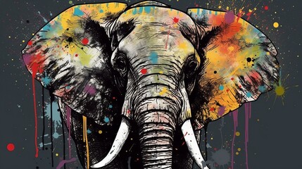 Naklejka na meble Elephant portrait painted by Generative AI