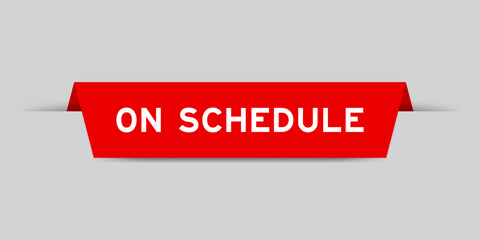 Canvas Print - Red color inserted label with word on schedule on gray background