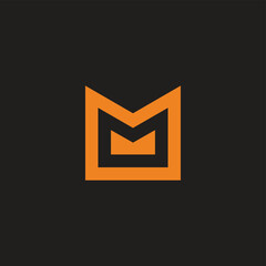 Poster - letter m golden crown simple logo vector