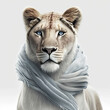 ai generated illistration of  lion  wearing a designer jacket, high fashion